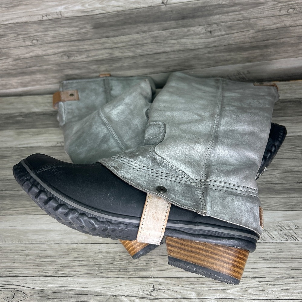 Sorel Slimpack Tall Equestrian Riding Rain Snow Duck Boot Gray Brown Womens 8.5 - Picture 8 of 9